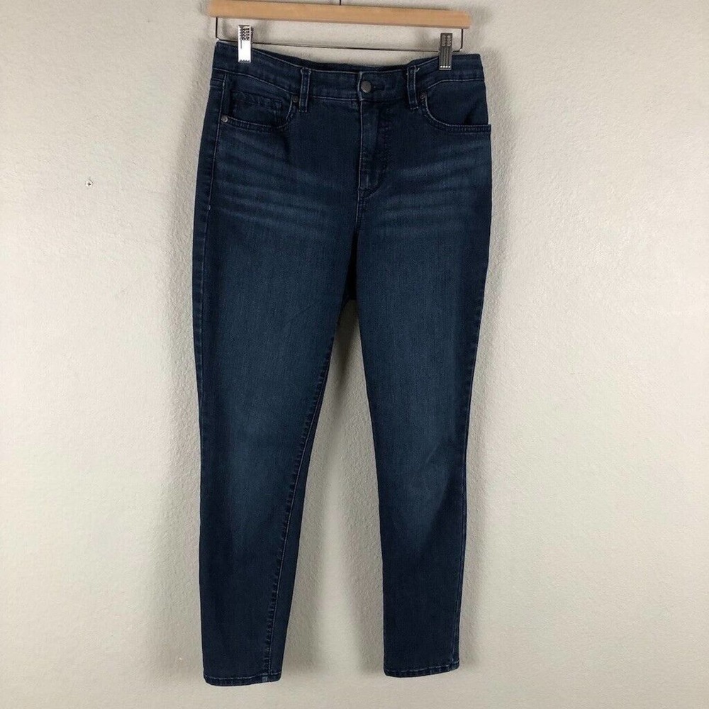 Issac Mizrahi Jeans Blue Denim Tapered Stretch Casual Basic Staple Size 8‎